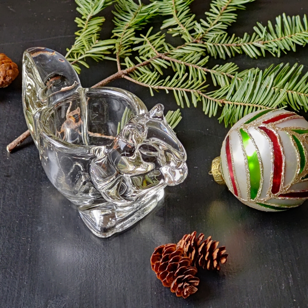 Vintage Avon | clear glass Chipmunk shaped votive candle holder 🕯️